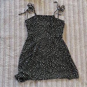 Gianni Bini Black & White Polka Dot Tie-Shoulder Dress